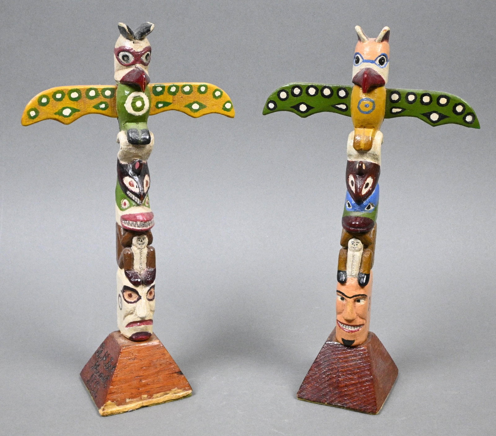 Pair of Hand Carved & Painted Totems (1 of 7)