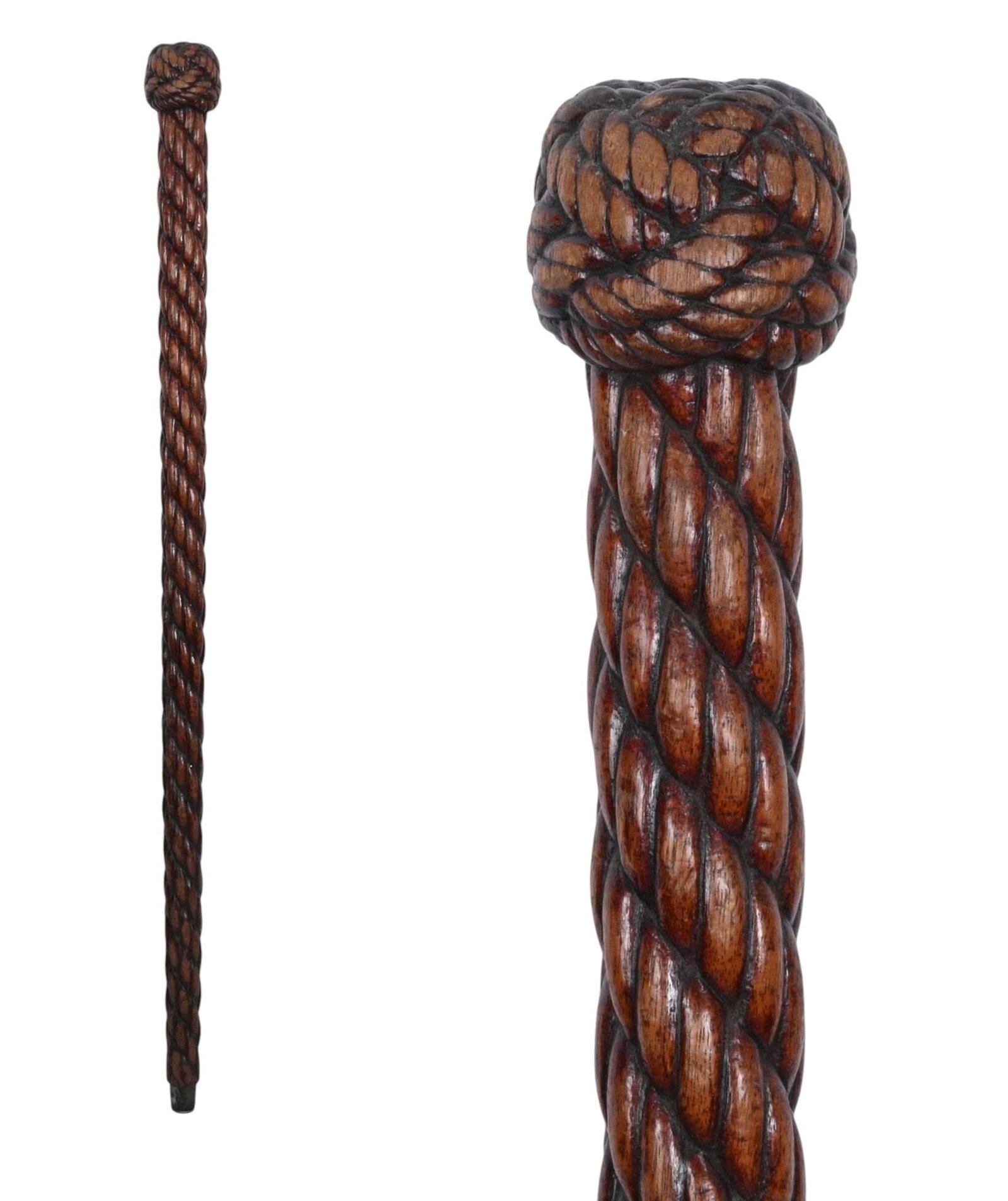 Folk Art Carved Rope and Turk's Head Knot Walking Stick (1 of 7)