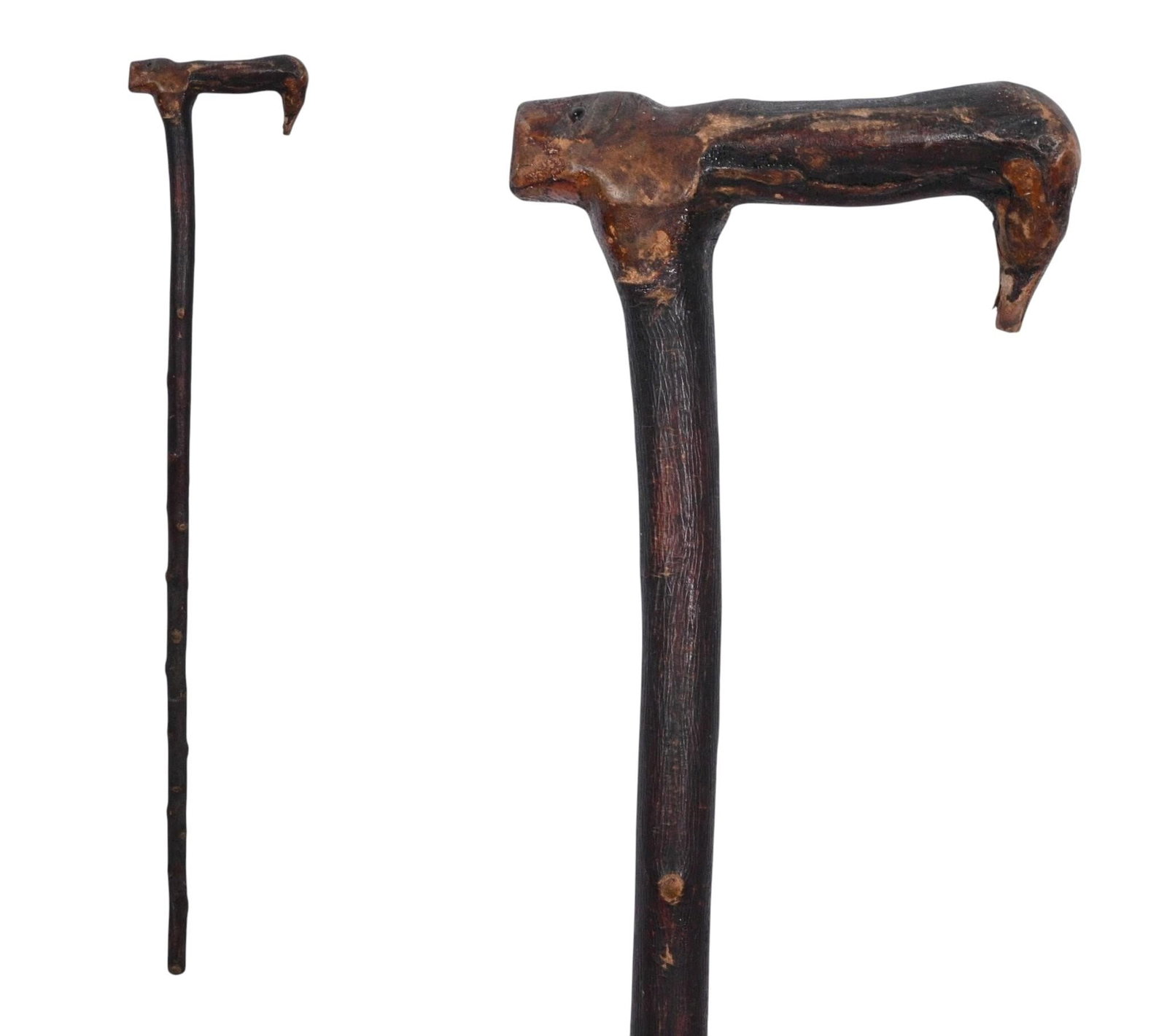 Folk Art Root Cane with Animal Form Handle (1 of 8)