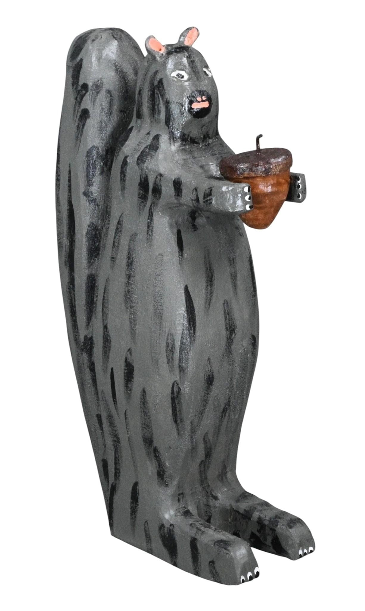 Jim Lewis. Squirrel: Jim Lewis. (b. 1948) Squirrel. 2026. Signed. Carved wood and paint. Excellent condition. Size: 10" H x 2.5" W x 5.5" D. Provenance: Direct from Jim Lewis Let's help support living artists. Est. $100