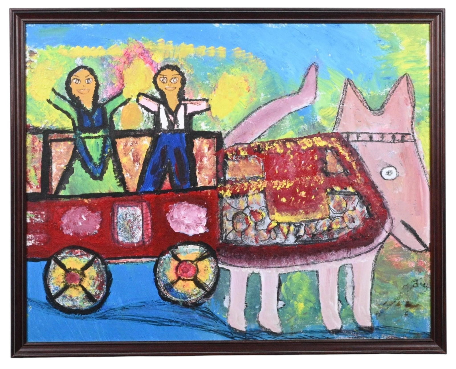 Jewell Starday. Figures Riding a Donkey Cart Painting (1 of 8)