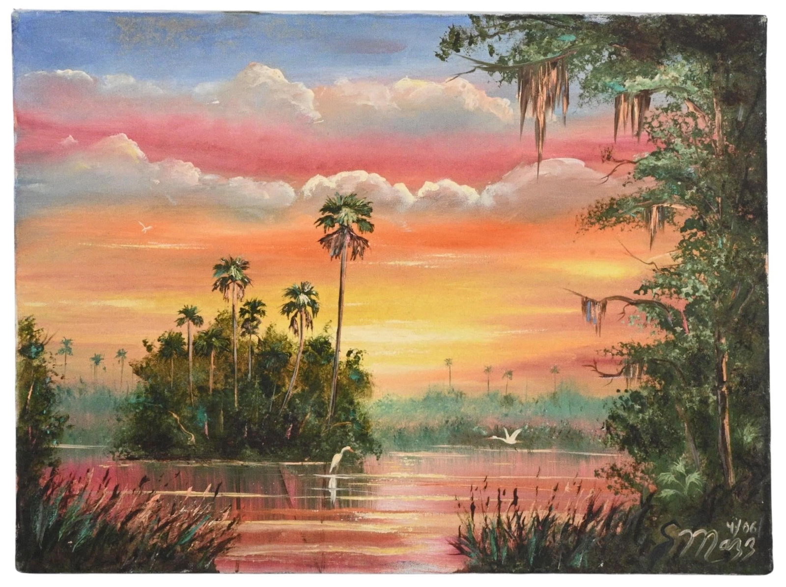 Mark Mazzarella. Sunset Palm & Egret Landscape (1 of 5)