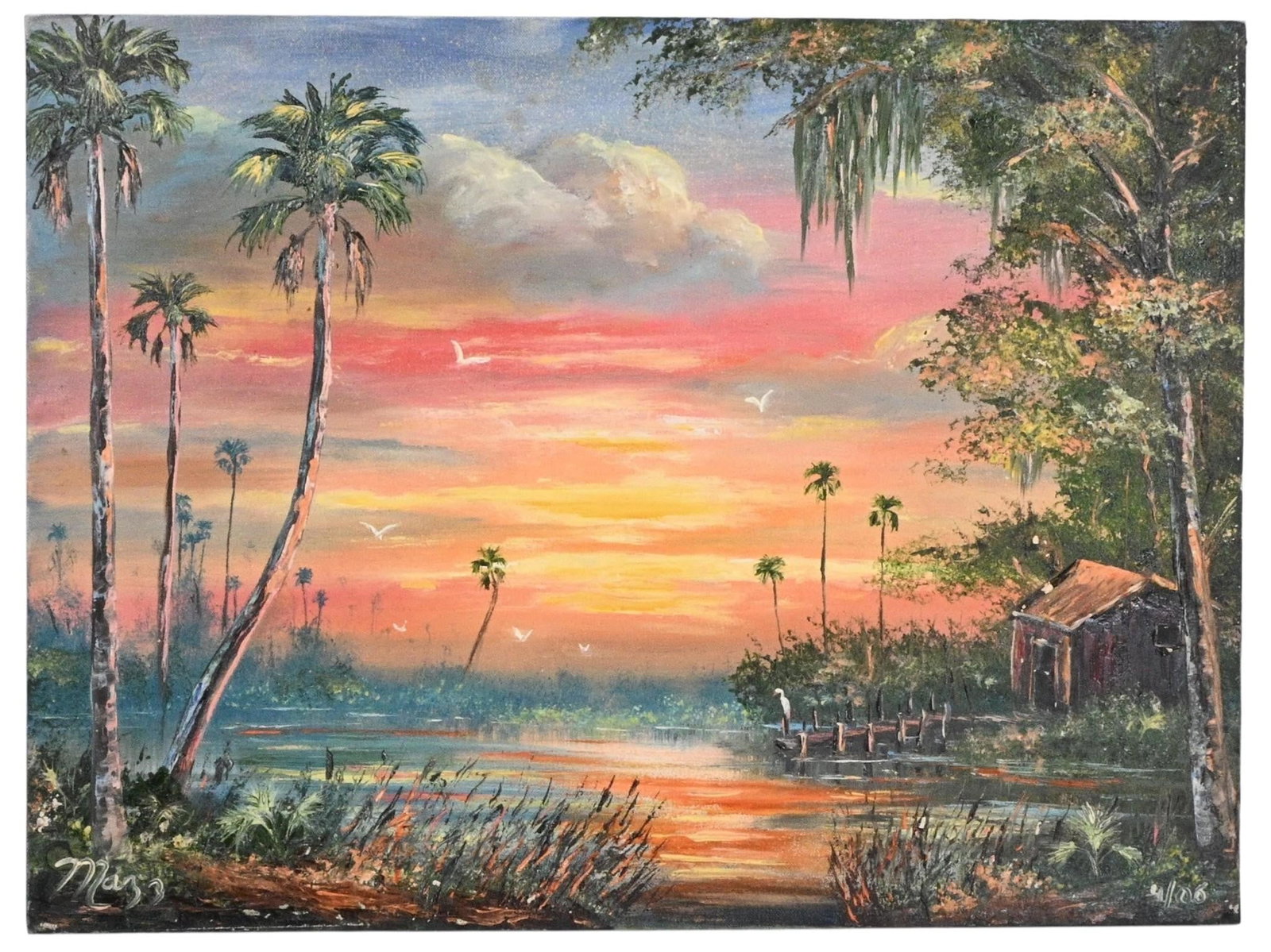 Mark Mazzarella. Sunset with Palms & Riverside Cabin (1 of 5)