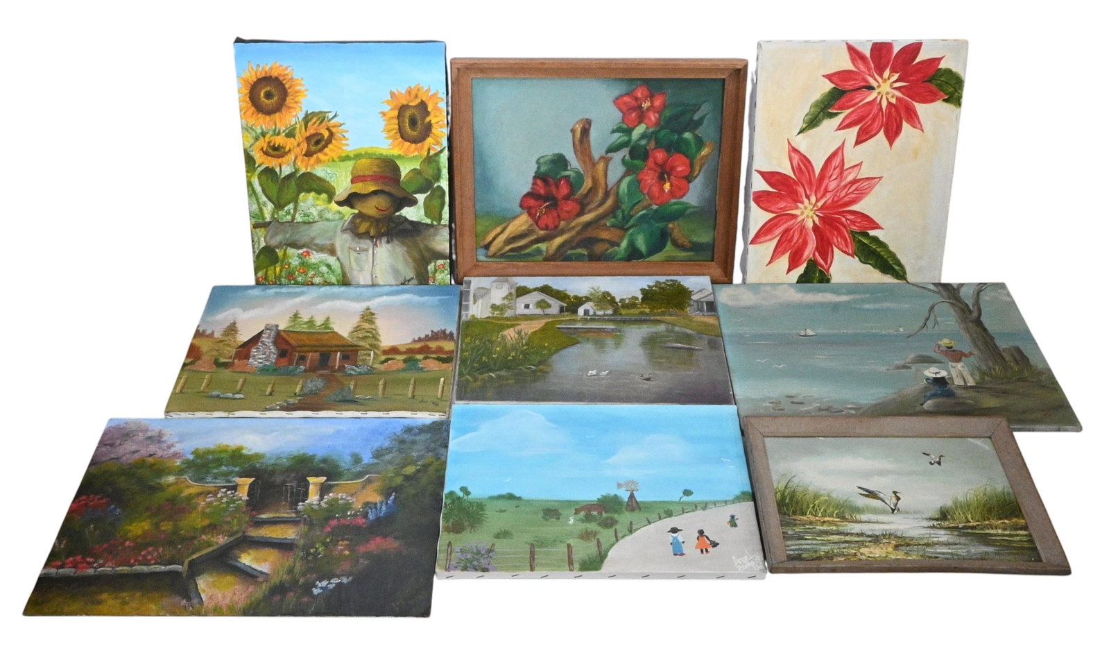 Group of Nine Folk Art & Decorative Paintings (1 of 19)