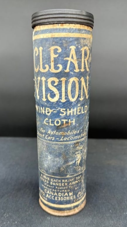 CLEAR VISION WINDSHIELD CLOTH TUBE KIT: Early can with nice graphics, has fading