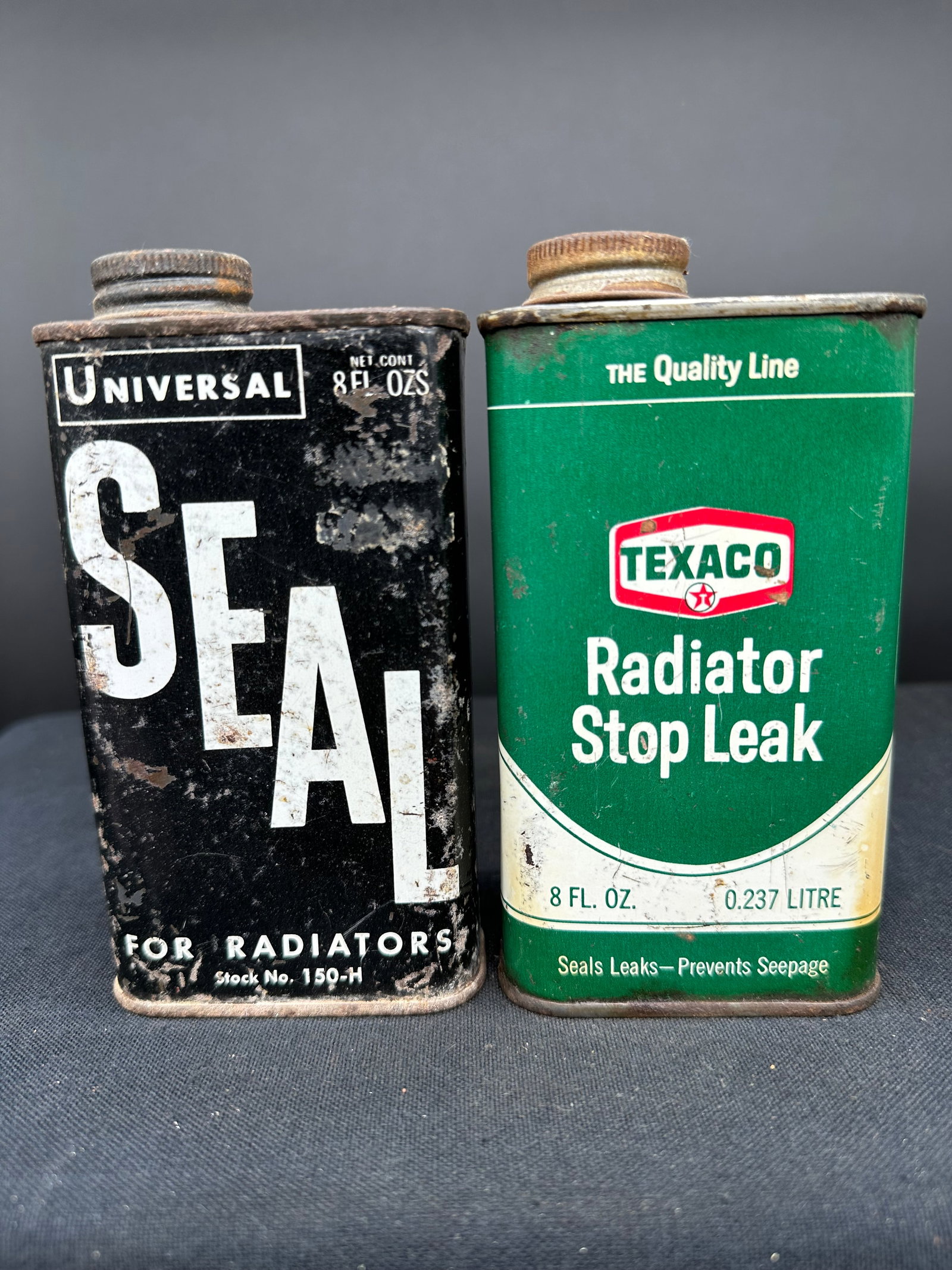 LOT OF 2 RADIATOR STOP LEAK METAL CANS: Both have wear