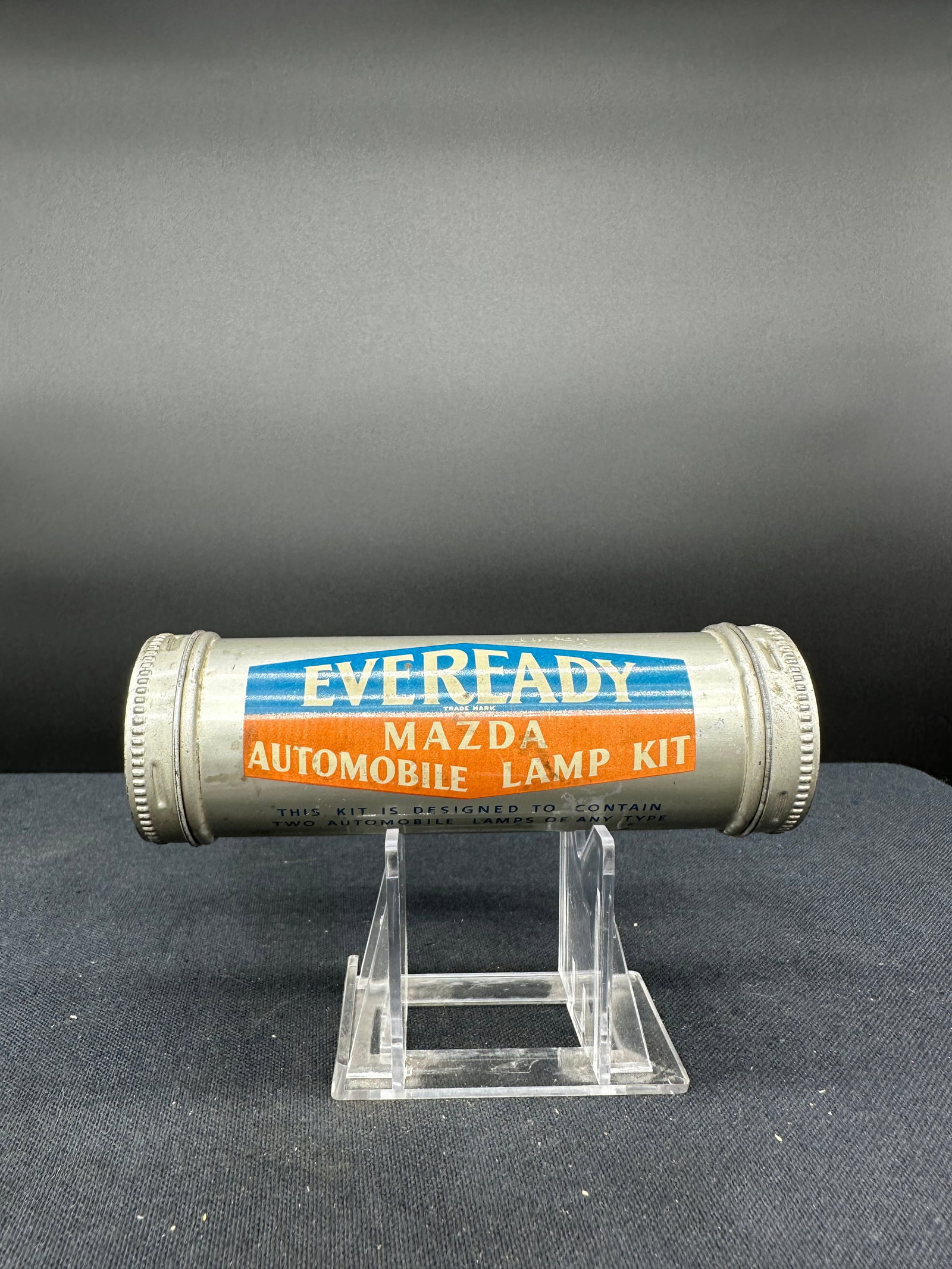 EVEREADY MAZDA AUTOMOBILE LAMP KIT TUBE CAN: In good shape with general wear