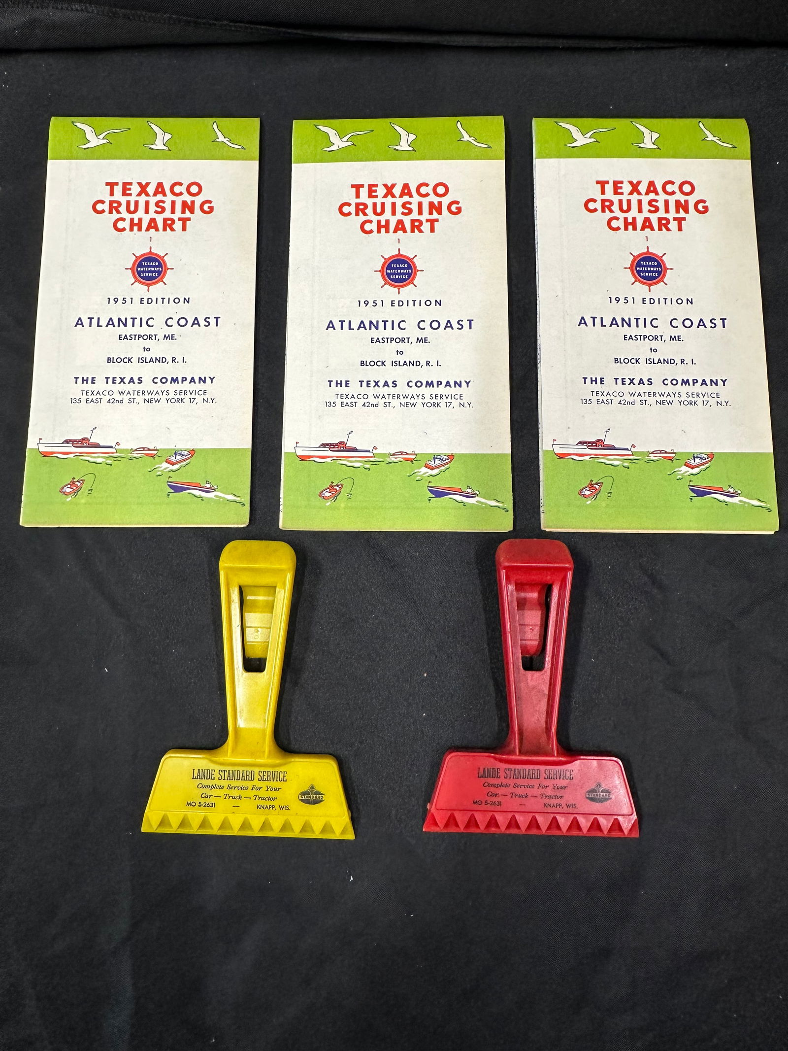 LOT OF TEXACO MARINE MAPS & STANDARD OIL ADVERTISEMENTS (1 of 6)