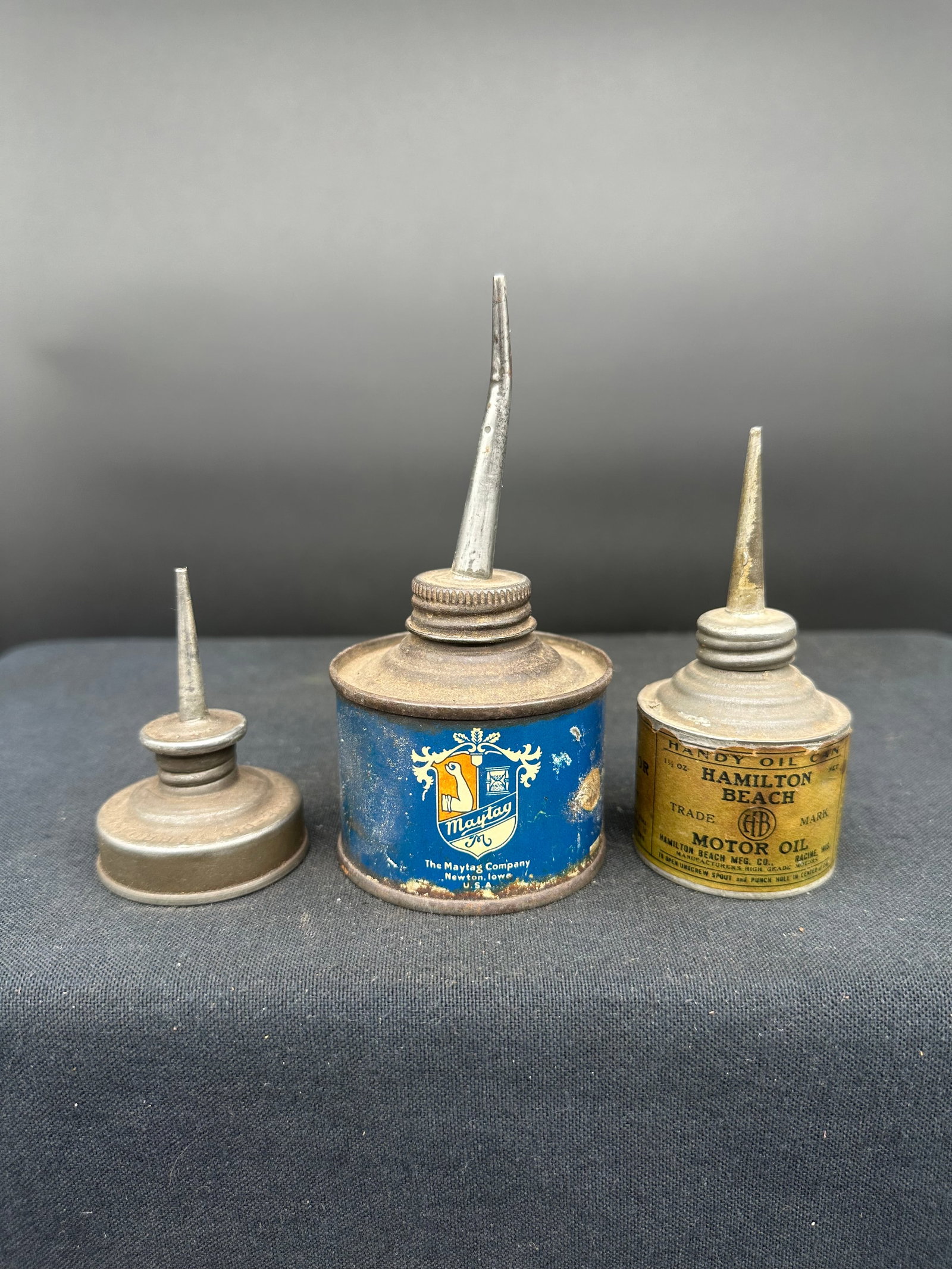 LOT OF 3 EARLY ELECTRIC MOTOR OILER CANS (1 of 5)