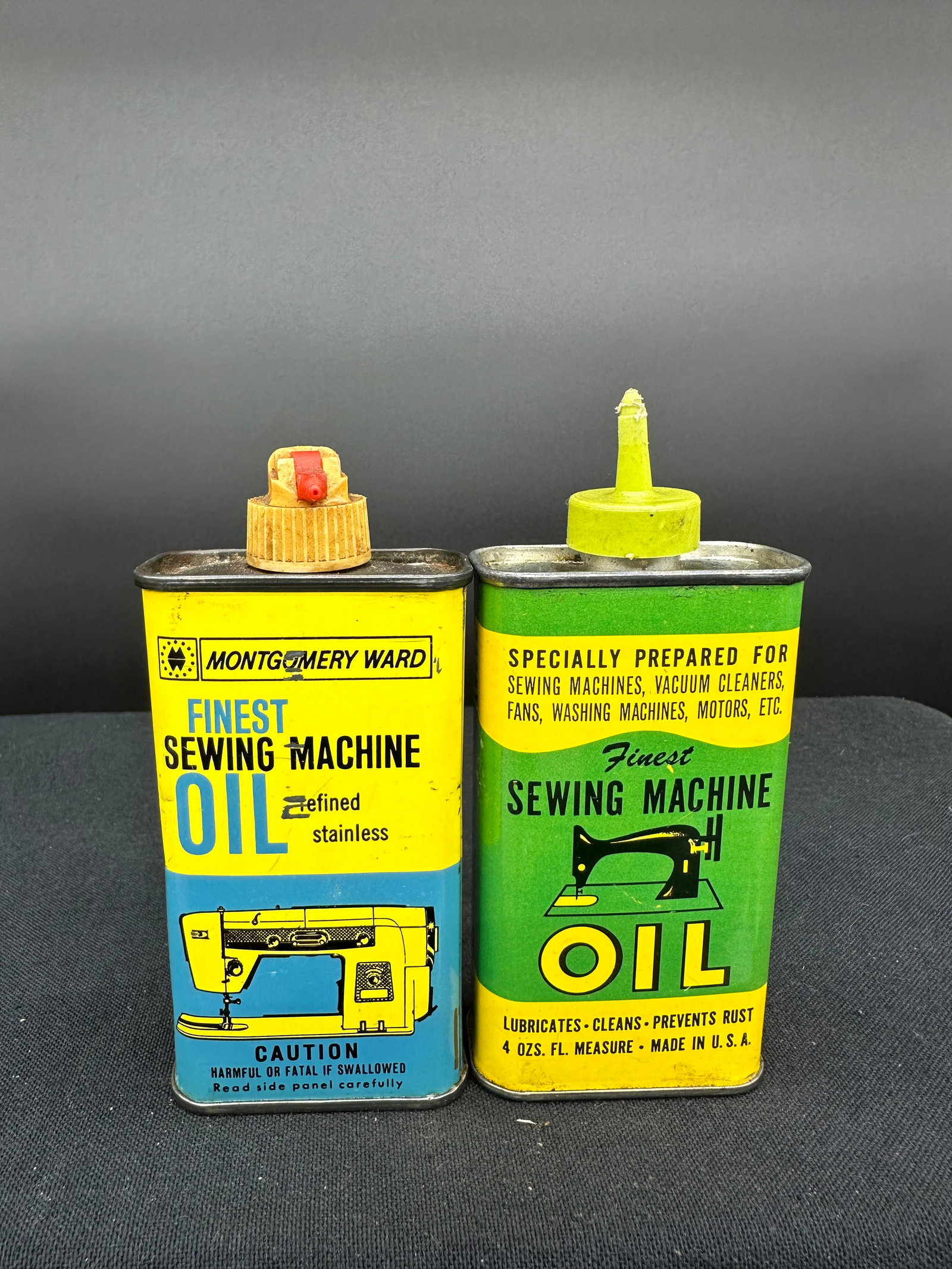 LOT OF 2 SEWING MACHINE OILER 4oz CANS: In good shape