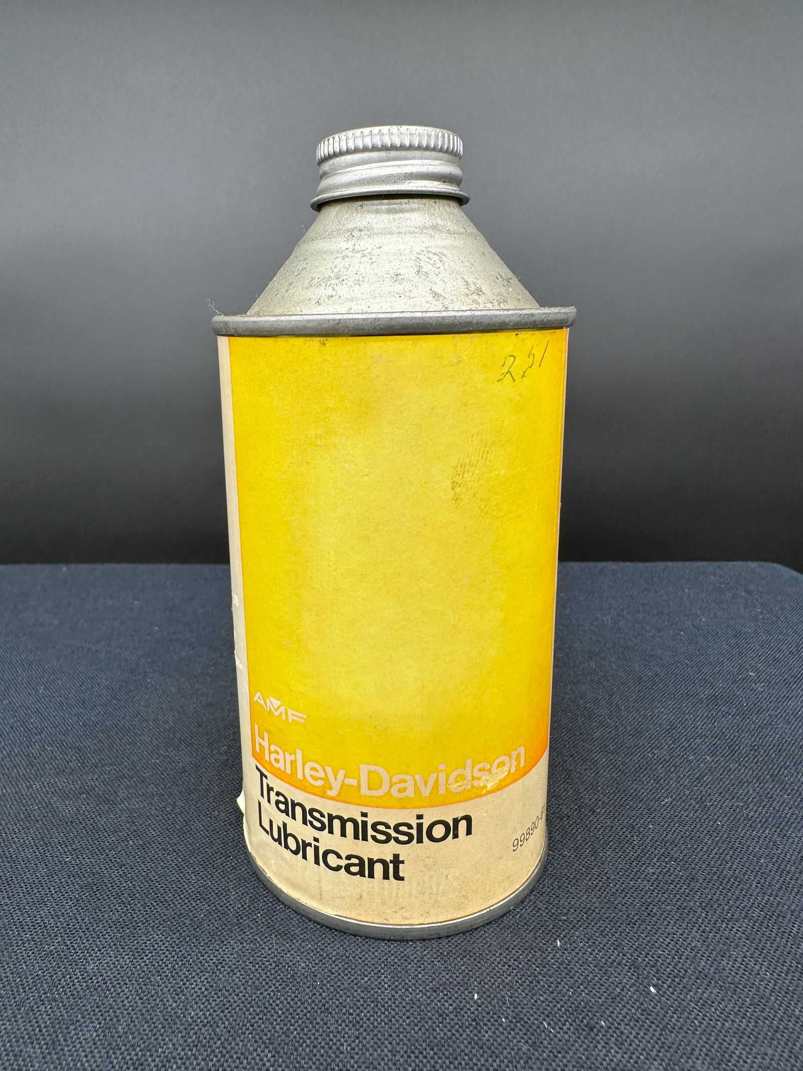 HARLEY DAVIDSON TRANSMISSION LUBRICANT CONE TOP CAN: Please see photos for condition.