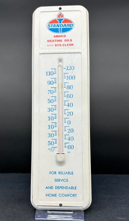 STANDARD OIL CO AMOCO HEATING OIL THERMOMETER (1 of 2)