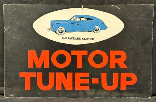 AUTOMOTIVE REPAIR SHOP MOTOR TUNE-UP CARDBOARD SIGN (1 of 2)