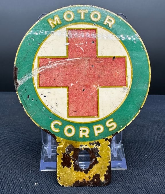 MOTOR CORPS LICENSE PLATE TOPPER: Please see photos for conditionClear coated