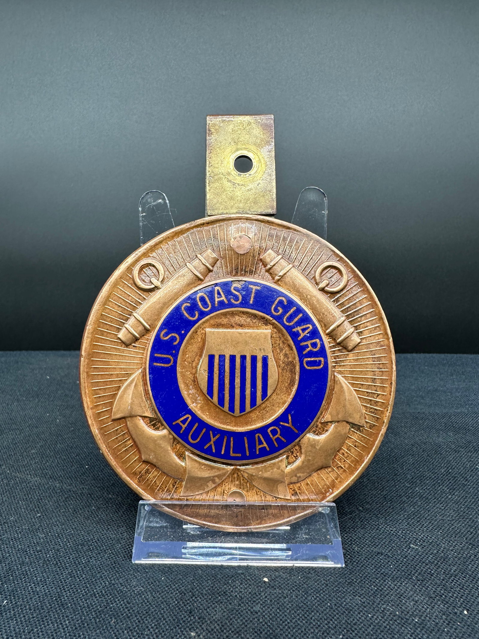 US COAST GUARD AUXILIARY LICENSE PLATE TOPPER: Please see photos for condition
