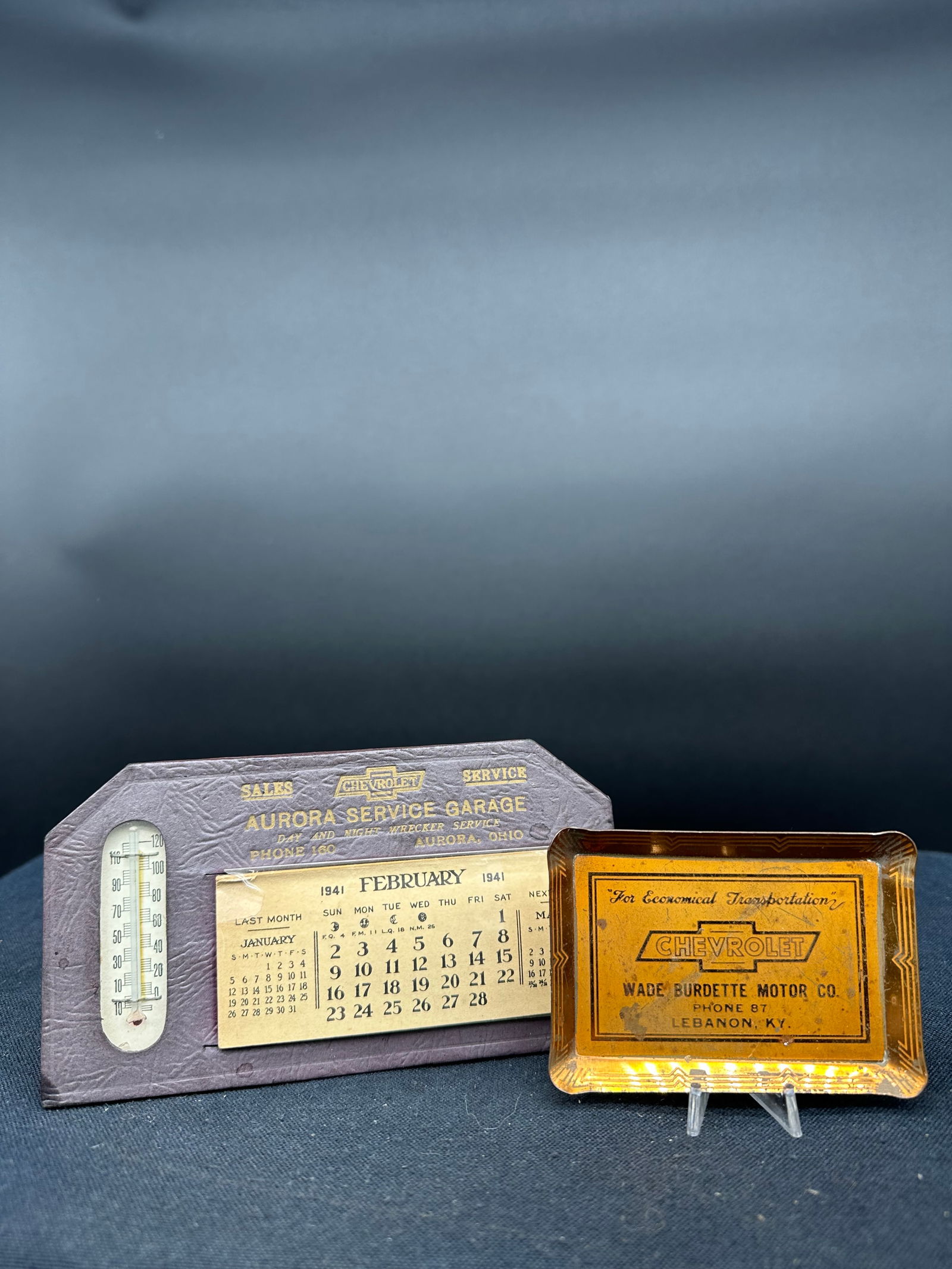 CHEVROLET THERMOMETER & TIP TRAY ADVERTISING (1 of 5)