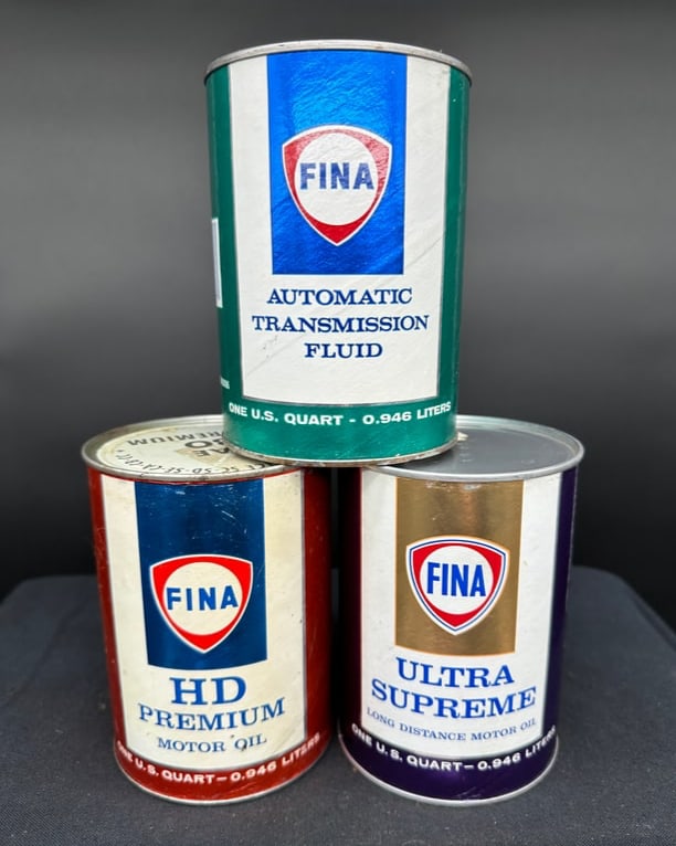 LOT OF 3 FINA MOTOR OIL 1 QUART CANS (1 of 5)