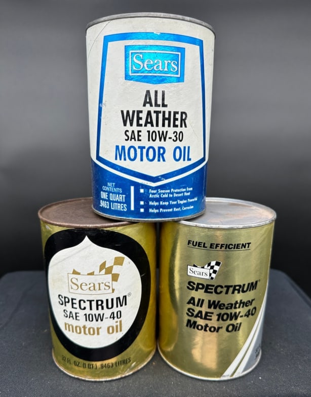 LOT OF 3 SEARS MOTOR OIL 1 QUART CANS (1 of 6)