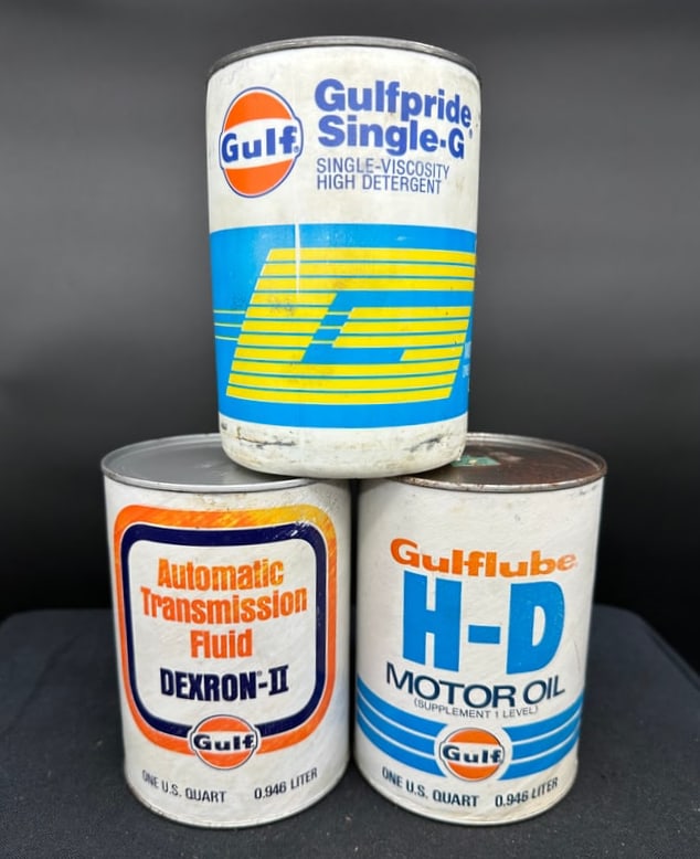 LOT OF 3 GULF MOTOR OIL 1 QUART CANS (1 of 6)