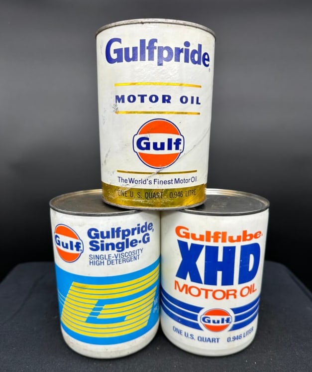 LOT OF 3 GULFPRIDE MOTOR OIL 1 QUART CANS (1 of 6)