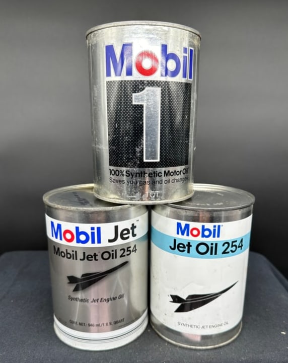 LOT OF 3 MOBIL JET OIL 1 QUART CANS (1 of 6)