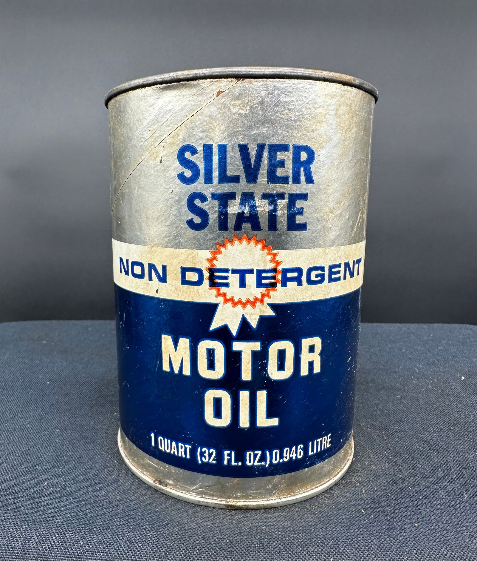 SILVER STATE 1 QUART MOTOR OIL CAN (1 of 5)