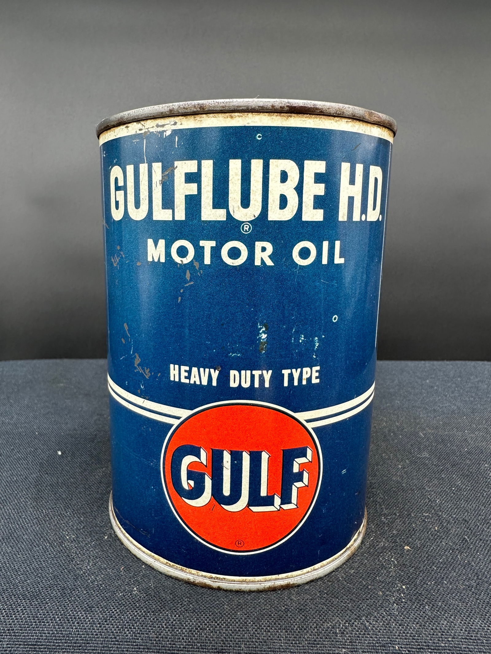 GULF LUBE HD MOTOR OIL 1 QUART OIL CAN (1 of 6)