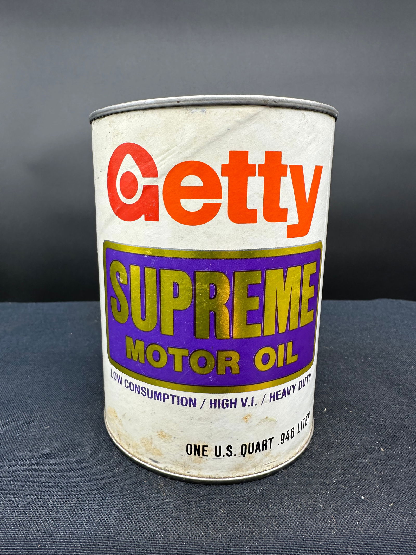 GETTY SUPREME MOTOR OIL 1 QUART CAN: Please see photos for condition