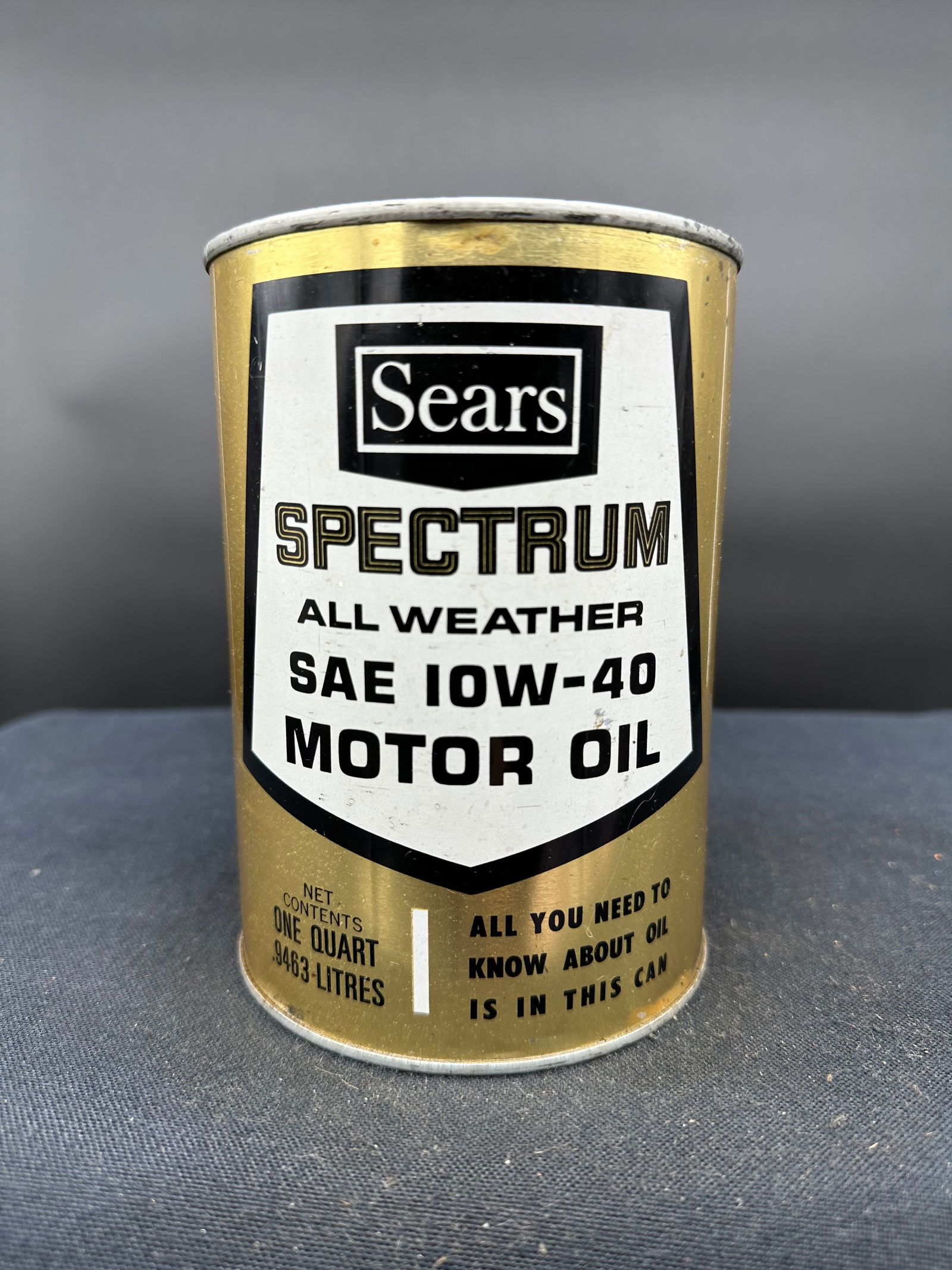 SEARS SPECTRUM MOTOR OIL 1 QUART CAN (1 of 6)