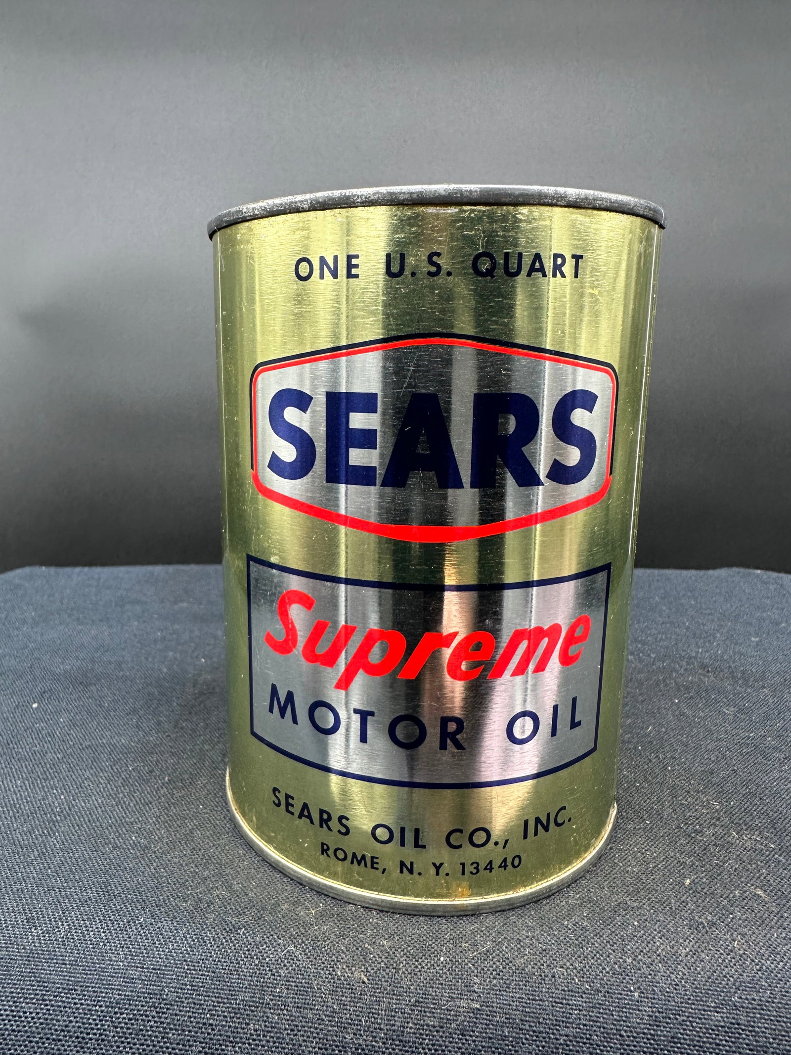 SEARS SUPREME MOTOR OIL 1 QUART CAN (1 of 6)