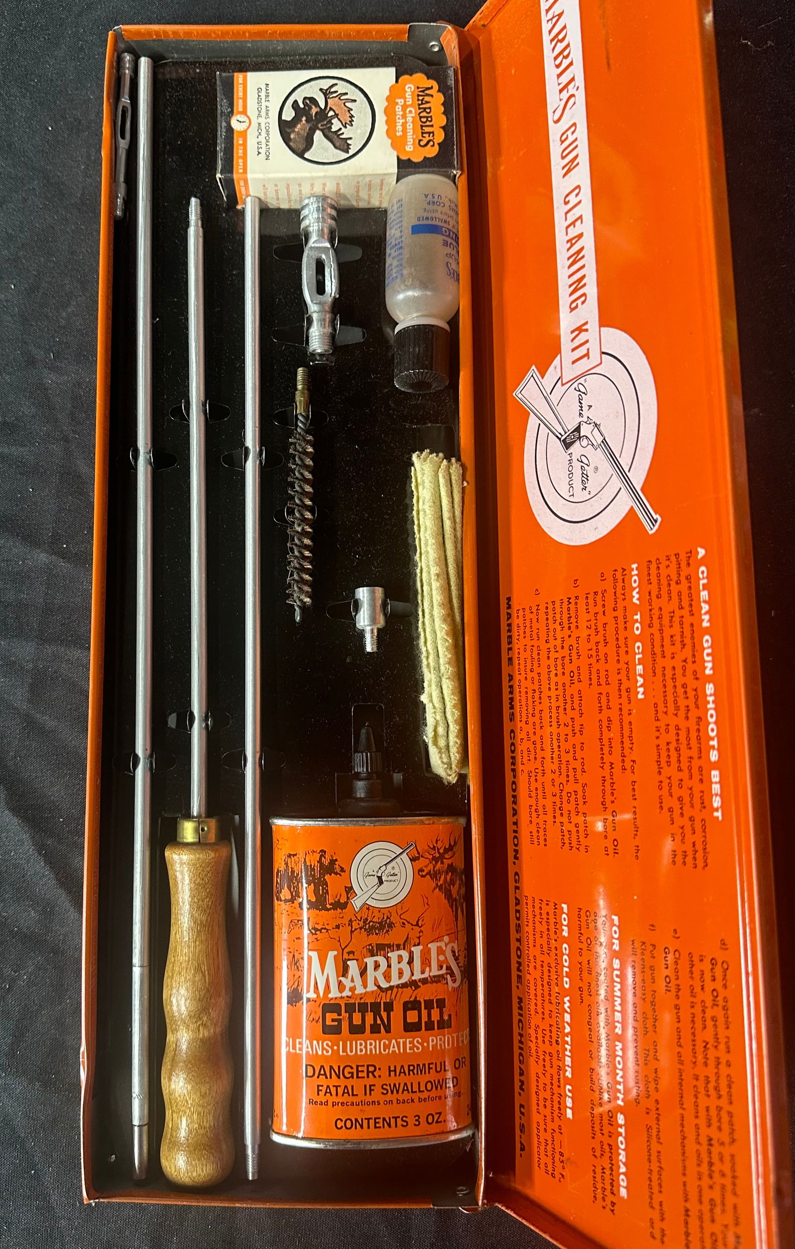 MARBLES GUN CLEANING KIT: Please see photos for condition