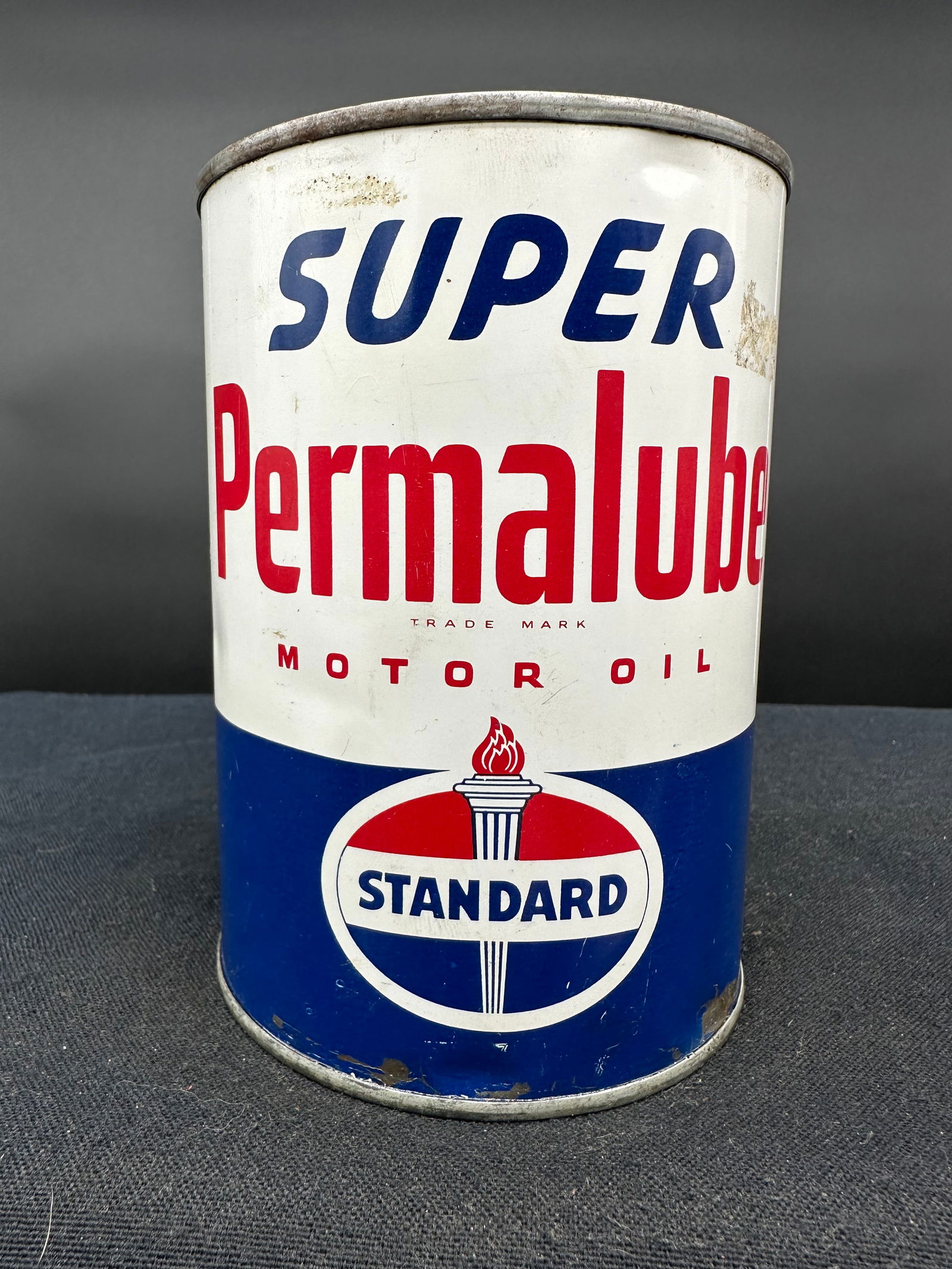 STANDARD SUPER PERMALUBE MOTOR OIL 1 QUART OIL CAN (1 of 6)