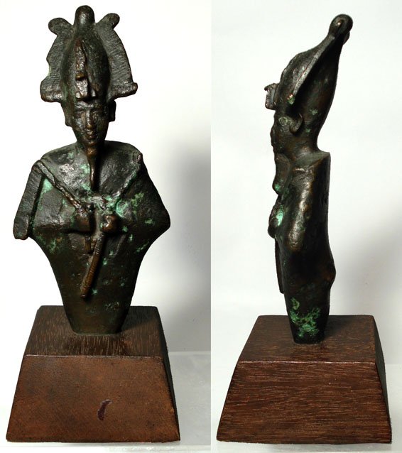 Egypt, A Large Bronze Figure of Osiris. 7"