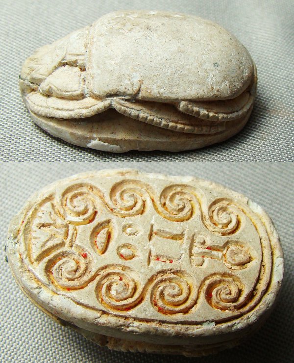Egypt, lovely white steatite scarab 
