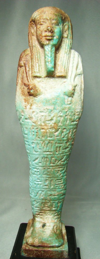 Egyptian, XXVI Dyn. FANTASTIC TALL FAIENCE USHABTI