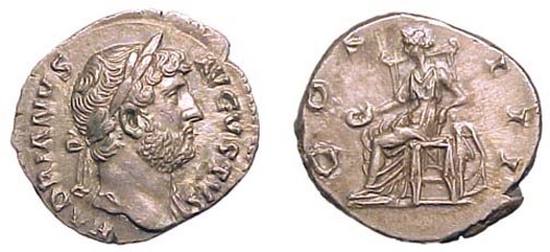 AR Denarius, 126 AD. Rome. 3.36g. HADRIANVS AVGVST