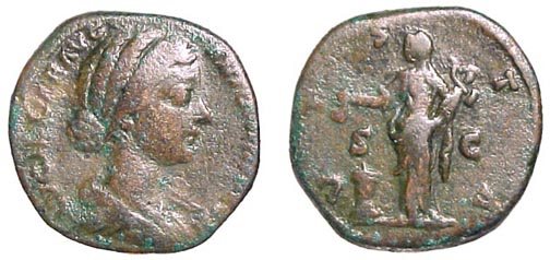 Lucilla, the daughter of Marcus Aurelius. Augusta: Lucilla, the daughter of Marcus Aurelius. Augusta 161 – 169 AD. Æ Dupondius, 164 – 166 AD. Rome. 12.94g. LVCILLAE AVG ANTONINI AVG F, her draped bust rt. / VESTA, Vesta standing lt., holding a si