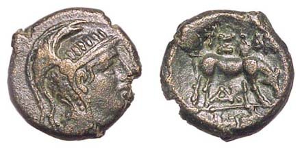Pella, c.187 - 31 BC. AE-20. 9.32g. Crested head of