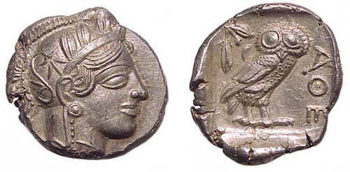 Attica, Athens. After 449 BC. AR Tetradrachm. 17.28: Attica, Athens. After 449 BC. AR Tetradrachm. 17.28g. Crested head of Athena rt. / Owl standing rt., head facing, olive sprig and crescent behind. SNG Cop. 31. Choice EF.