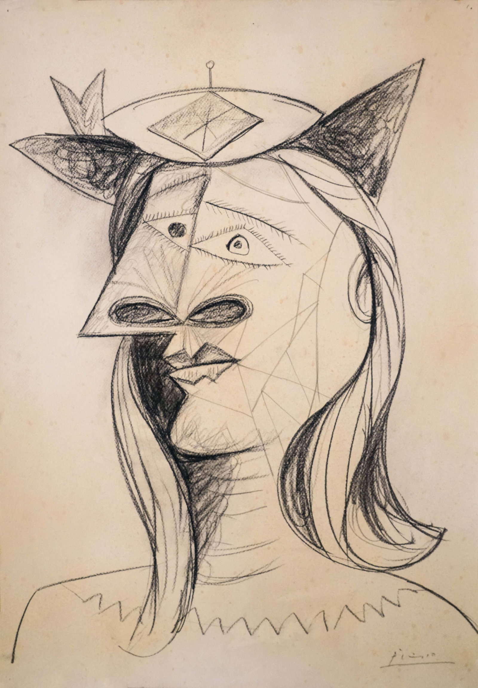PABLO PICASSO (1881-1973), ATTRIBUTED TO, PENCIL ON PAPER: Dimensions: 30 7/8 by 21 3/8 inches (78.5 by 54.5 cm) All measurements are approximate. Signed (lower right) Pablo Ruiz Picasso born (1881-1973) was a Spanish painter and sculptor. He is considered on