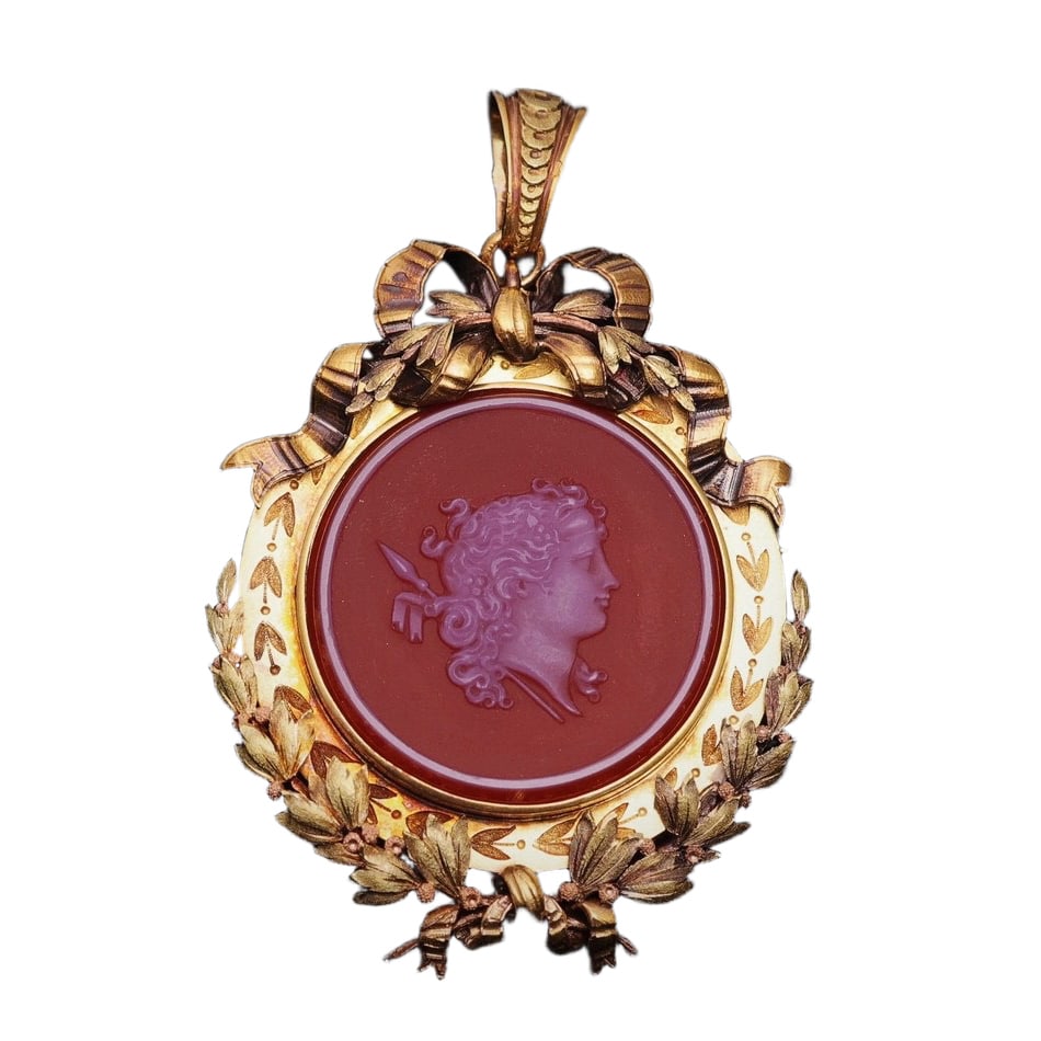 BELLE ÉPOQUE 18K GOLD CAMEO PENDANT CONVERTIBLE TO BROOCH (1 of 3)