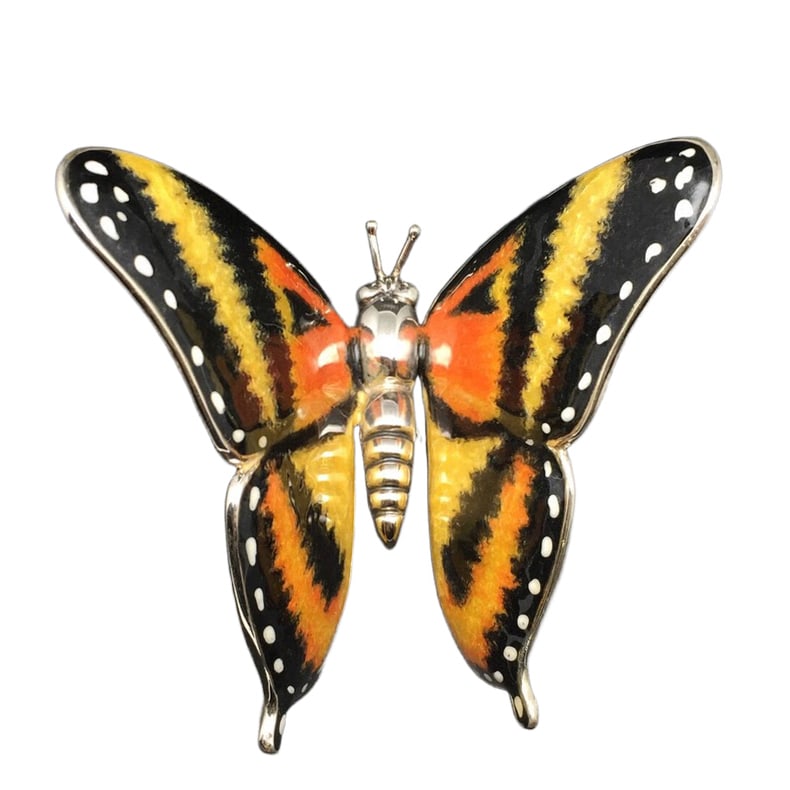 BRITISH STERLING SILVER ENAMEL BUTTERFLY (1 of 3)