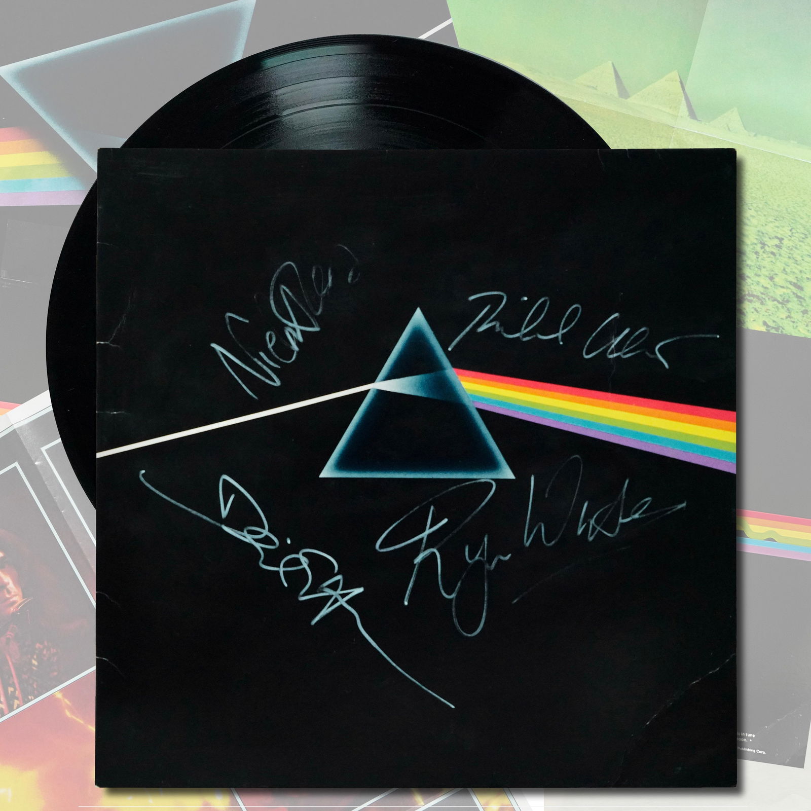 PINK FLOYD – THE DARK SIDE OF THE MOON LP, SIGNED BY 4 MEMBERS (1 of 9)