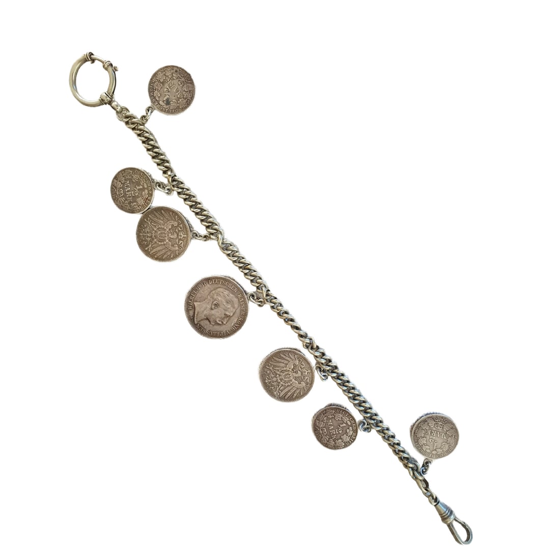 ANTIQUE STERLING SILVER WATCH CHAIN (1 of 3)