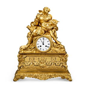 A FRENCH GILT BRONZE MANTEL CLOCK, MID-19TH CENTURY (1 of 6)