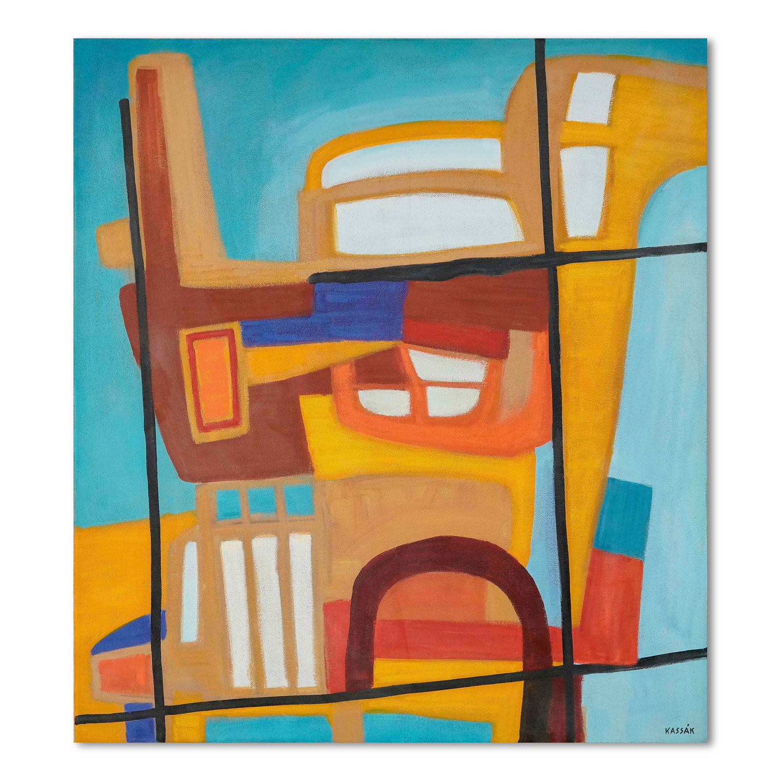 LAJOS KASSÁK (1887-1967), ATTRIBUTED TO, OIL ON CANVAS (1 of 2)