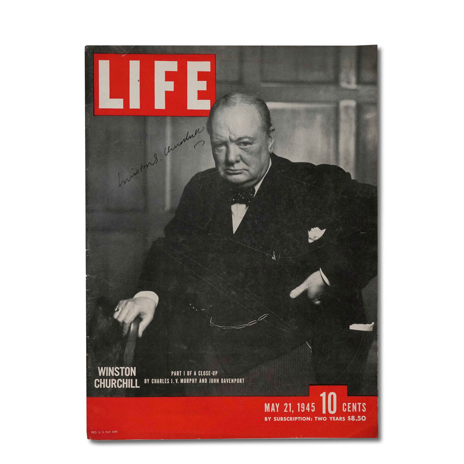 WINSTON CHURCHILL SIGNED 1945 LIFE MAGAZINE COVER (1 of 3)