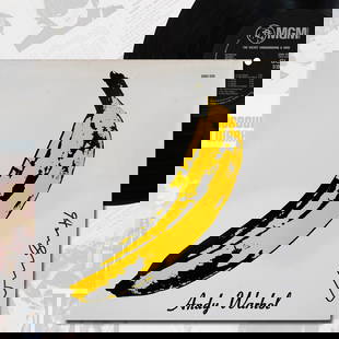 ANDY WARHOL SIGNED "THE VELVET UNDERGROUND & NICO" VINYL ALBUM: 12 1/4 x 12 1/4 in This is a fully preserved vinyl album of "The Velvet Underground & Nico" boldly signed by Andy Warhol, the creator of the album's iconic banana cover and producer of the record. Fir