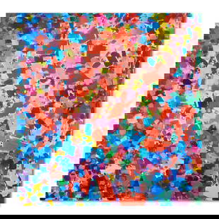 LYNNE DREXLER (1928-1999), ATTRIBUTED TO, OIL ON CANVAS: Image Size: 35 in x 33 1/2 in (88 9 cm x 85 1 cm) Signed (reverse) Lynne Drexler (1928-1999) was a prominent American Abstract Expressionist painter of the 20th century, celebrated for her vibrant use