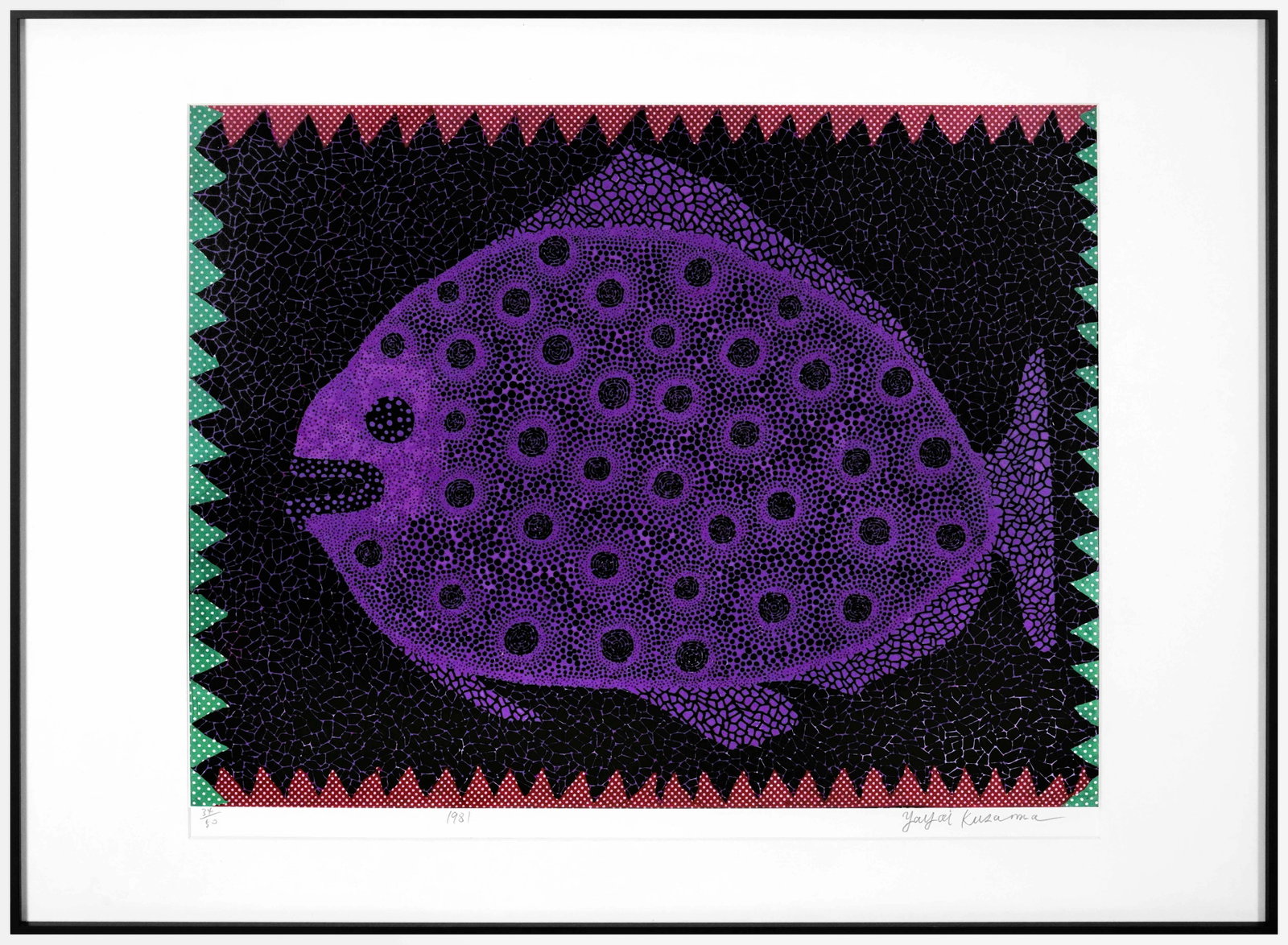YAYOI KUSAMA (B.1929), SILKSCREEN PRINT: Image dimensions (frame not included): 22 5/8 x 18 1/8 in (57.5 x 46 cm) Signed (lower right) Yayoi Kusama (B.1929) is a Japanese contemporary artist who works primarily in sculpture and installation,